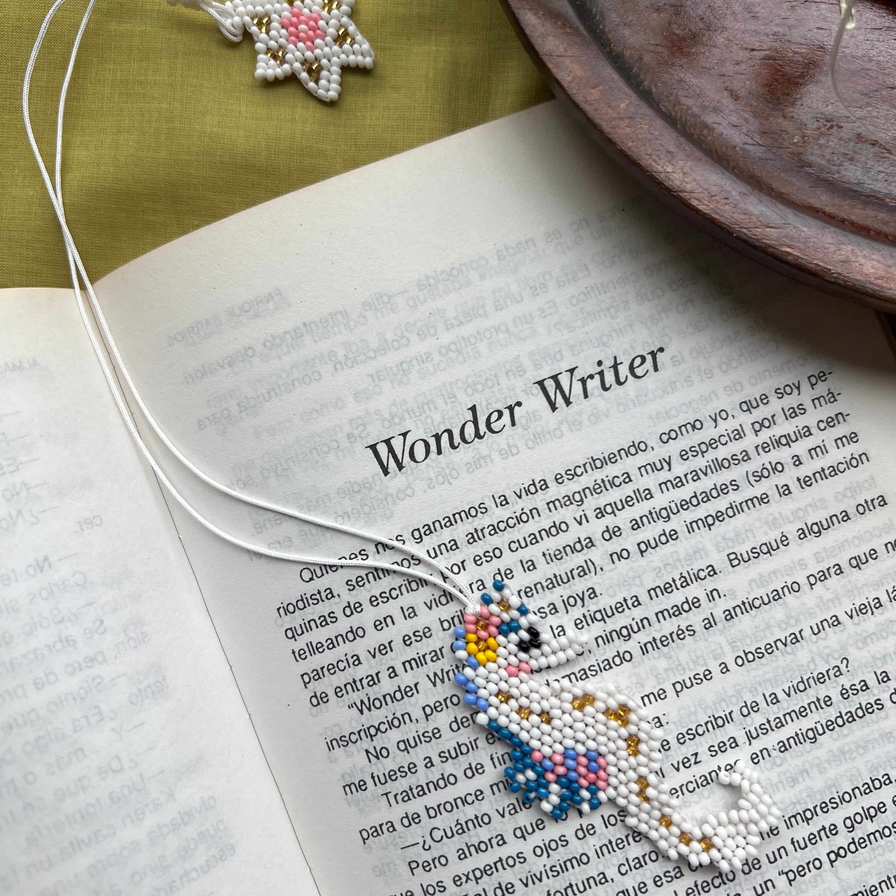 White Seahorse Bookmark ✻ Hand Beaded by Embera Artisans