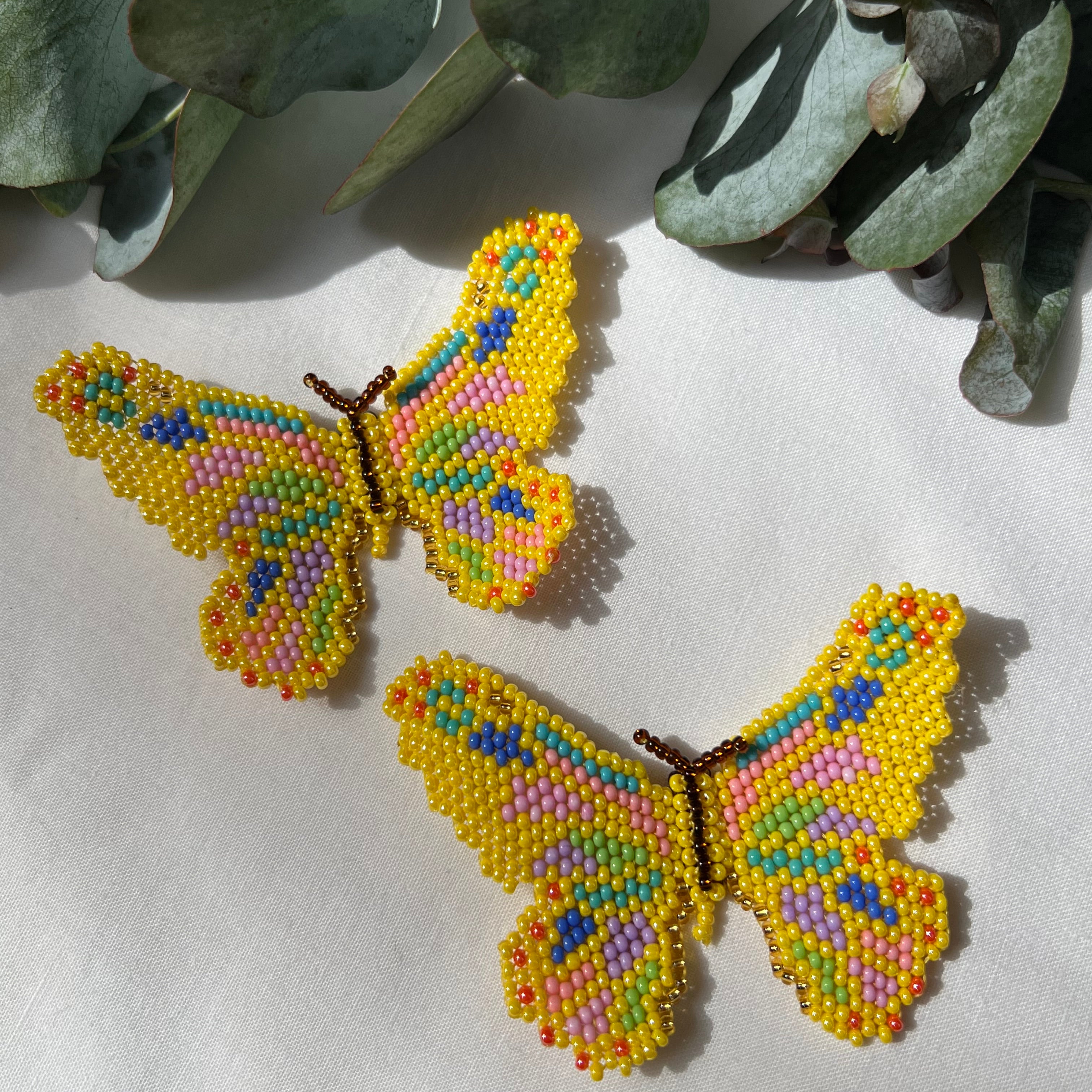 Mariposa ✻ Large Inga Butterfly Beaded Earrings