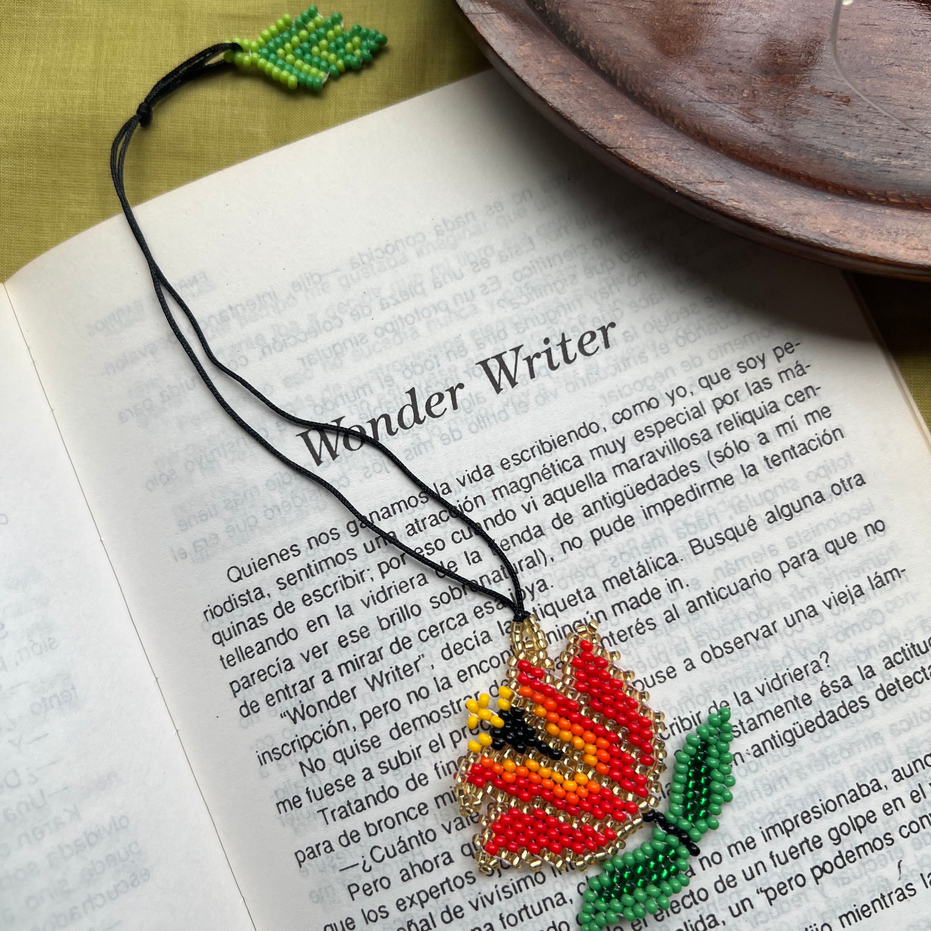 Orange Flower Bookmark ✻ Hand Beaded by Embera Artisans