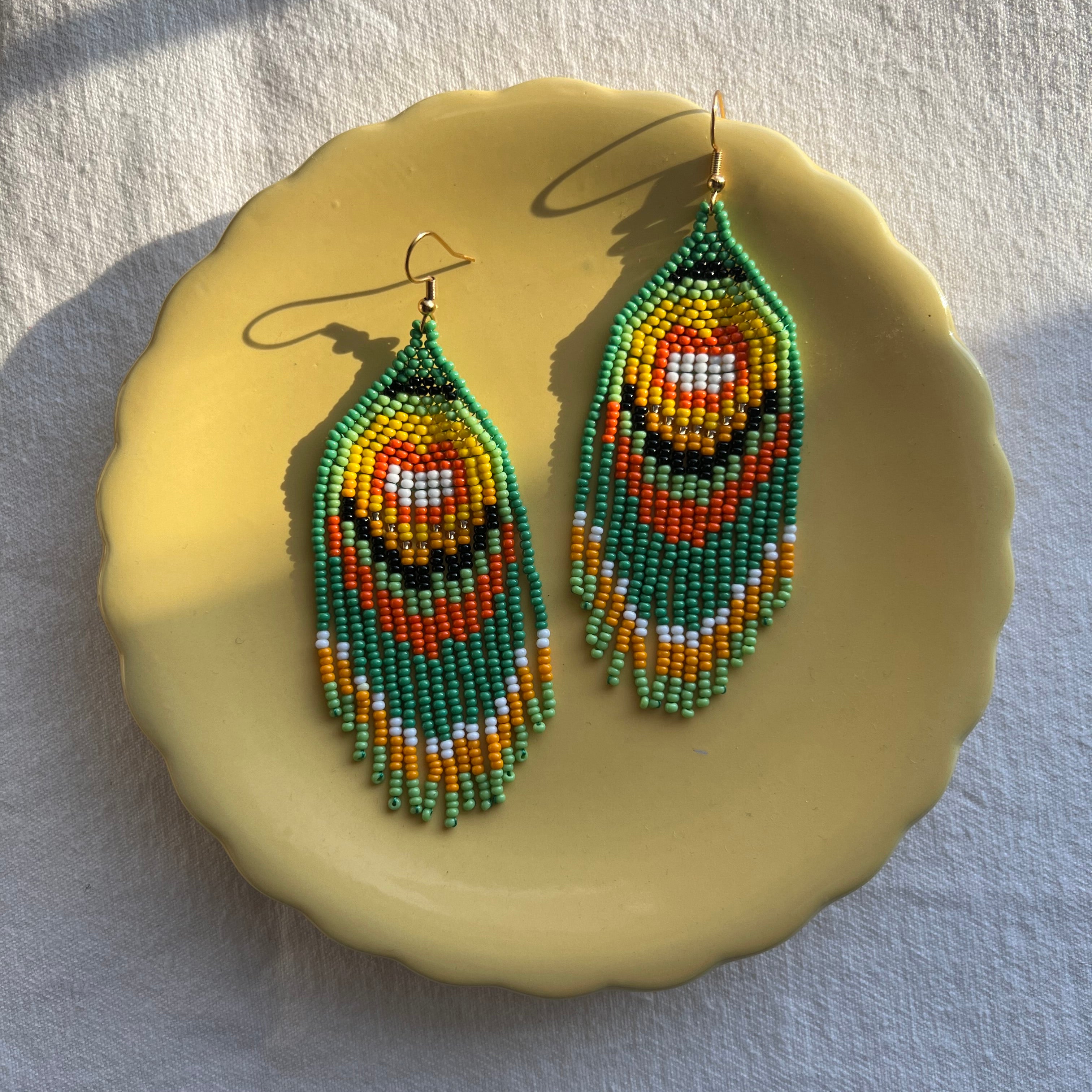Peacock ✻ Embera Beaded Earrings