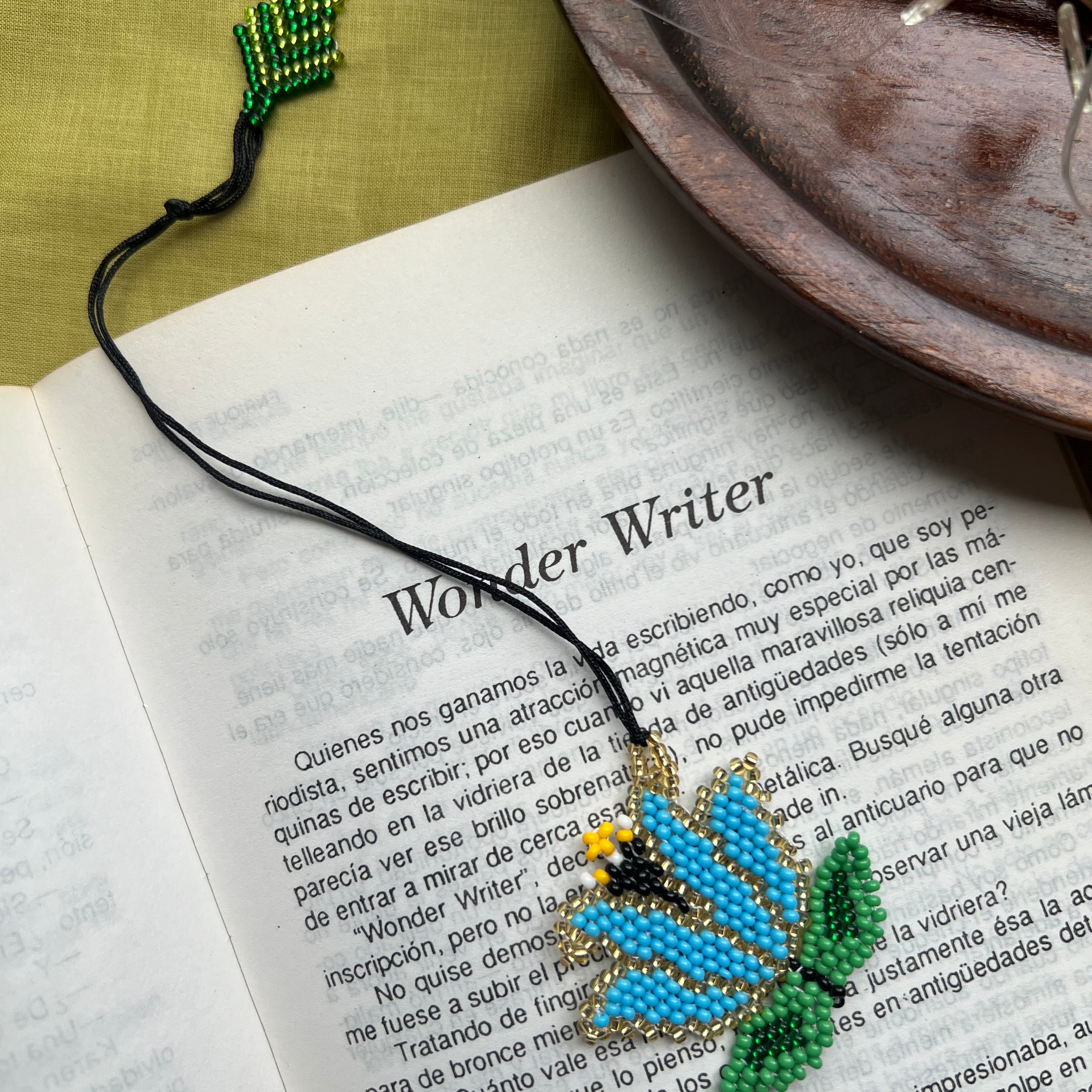 Blue Flower Bookmark ✻ Hand Beaded by Embera Artisans