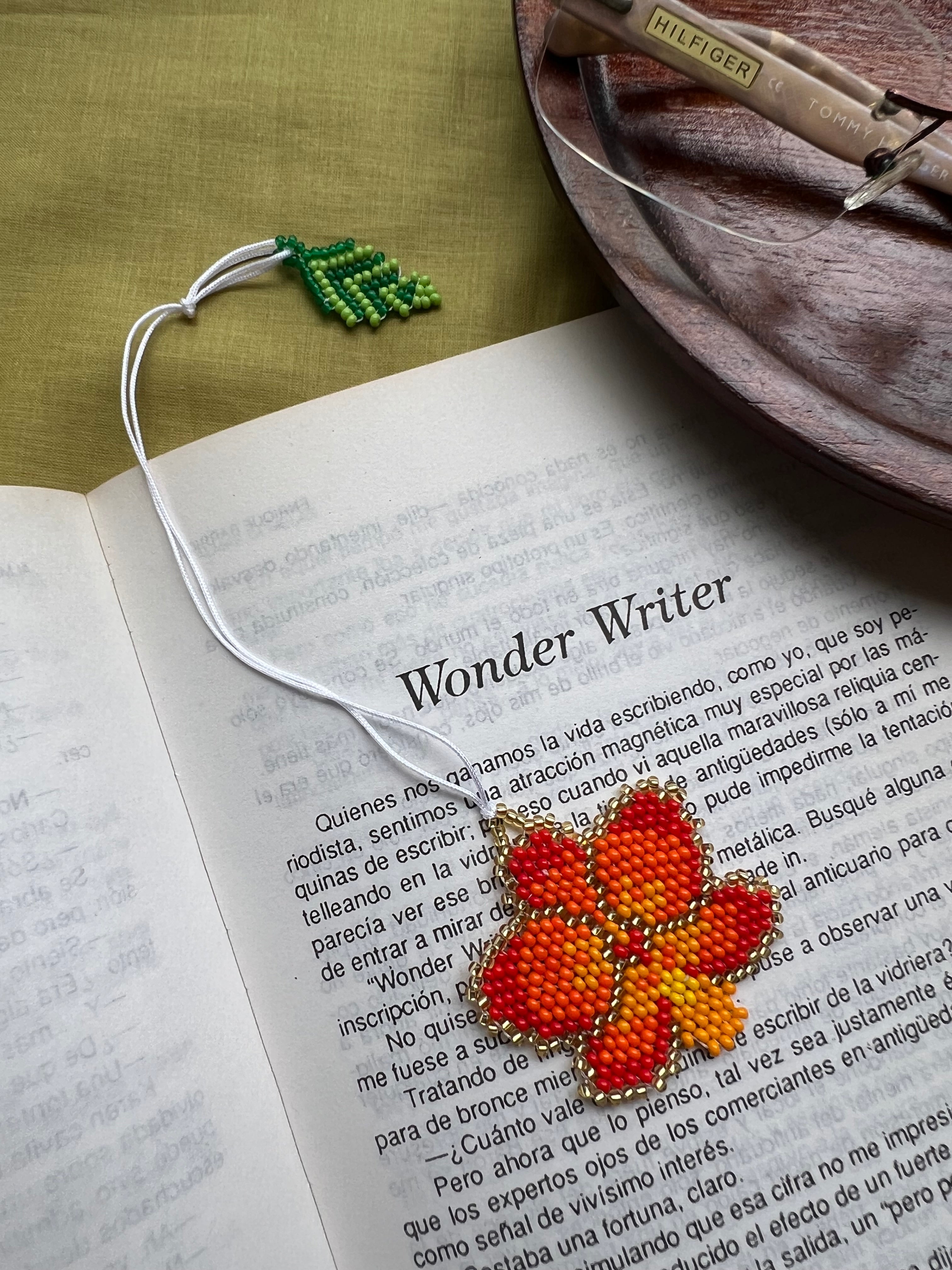 Orange Orchid Bookmark ✻ Hand Beaded by Embera Artisans