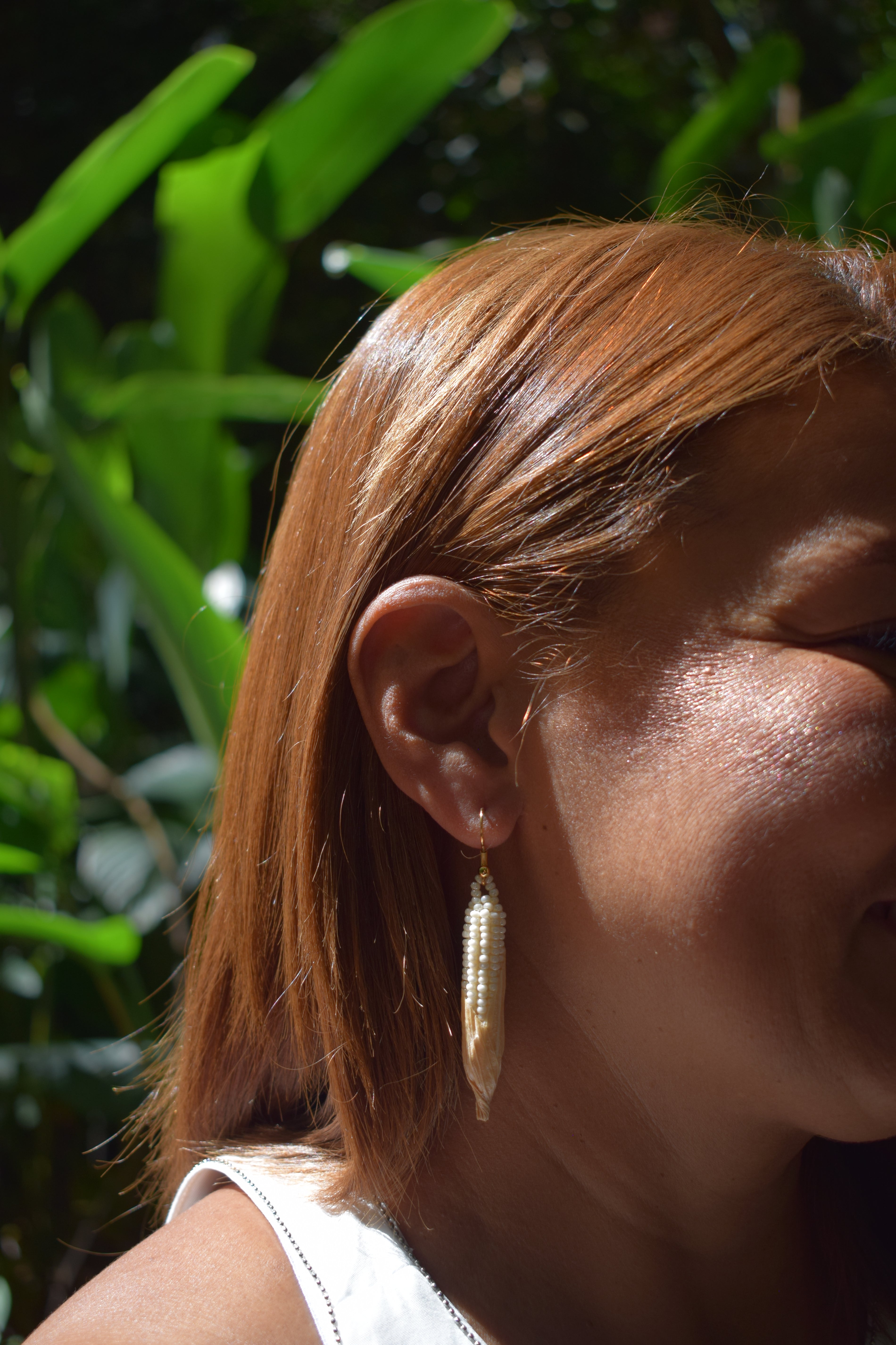White Corn Husk ✻ Misak Beaded Earrings