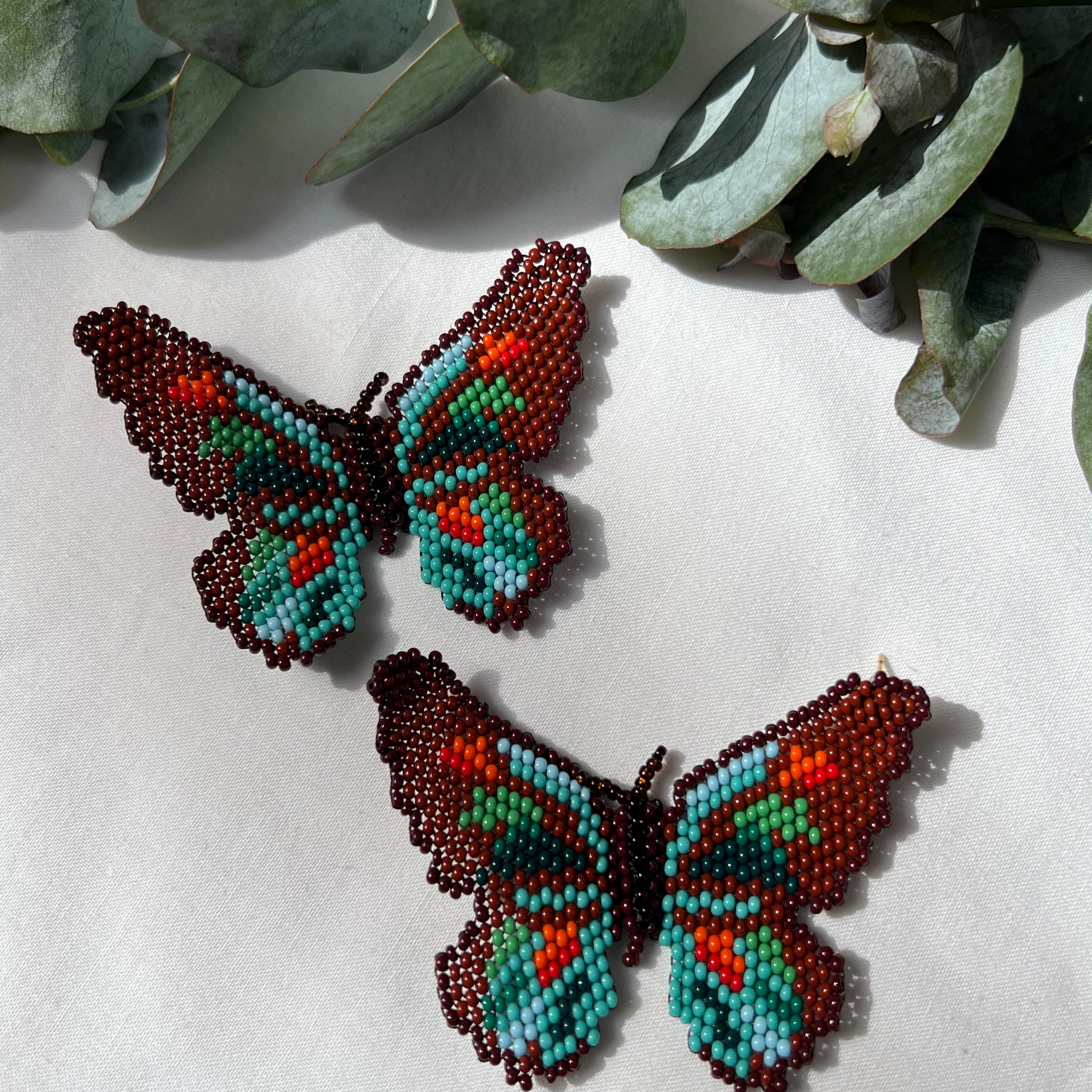 Mariposa ✻ Large Inga Butterfly Beaded Earrings