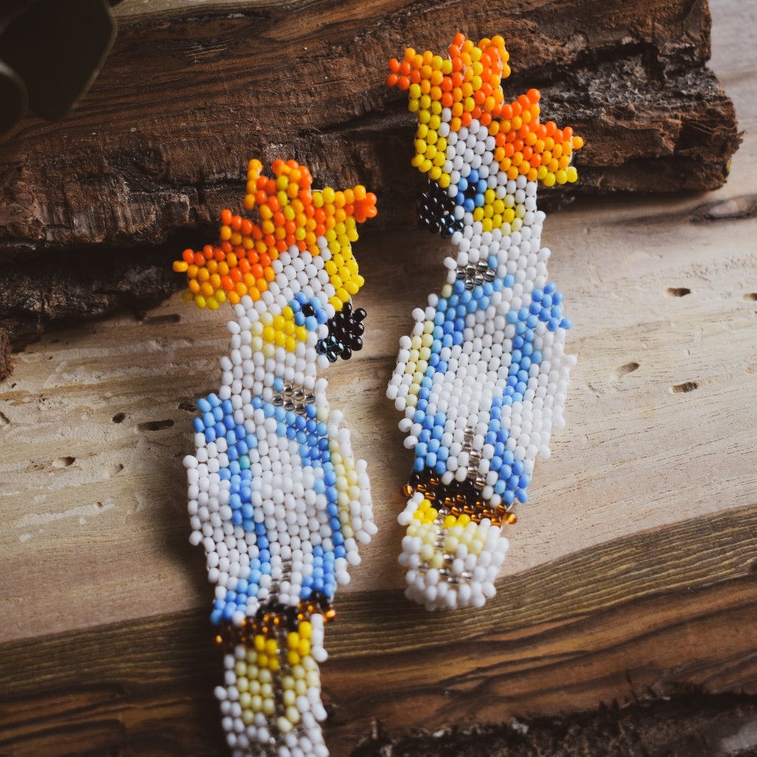 Cockatoo Bird ✻ Embera Beaded Earrings