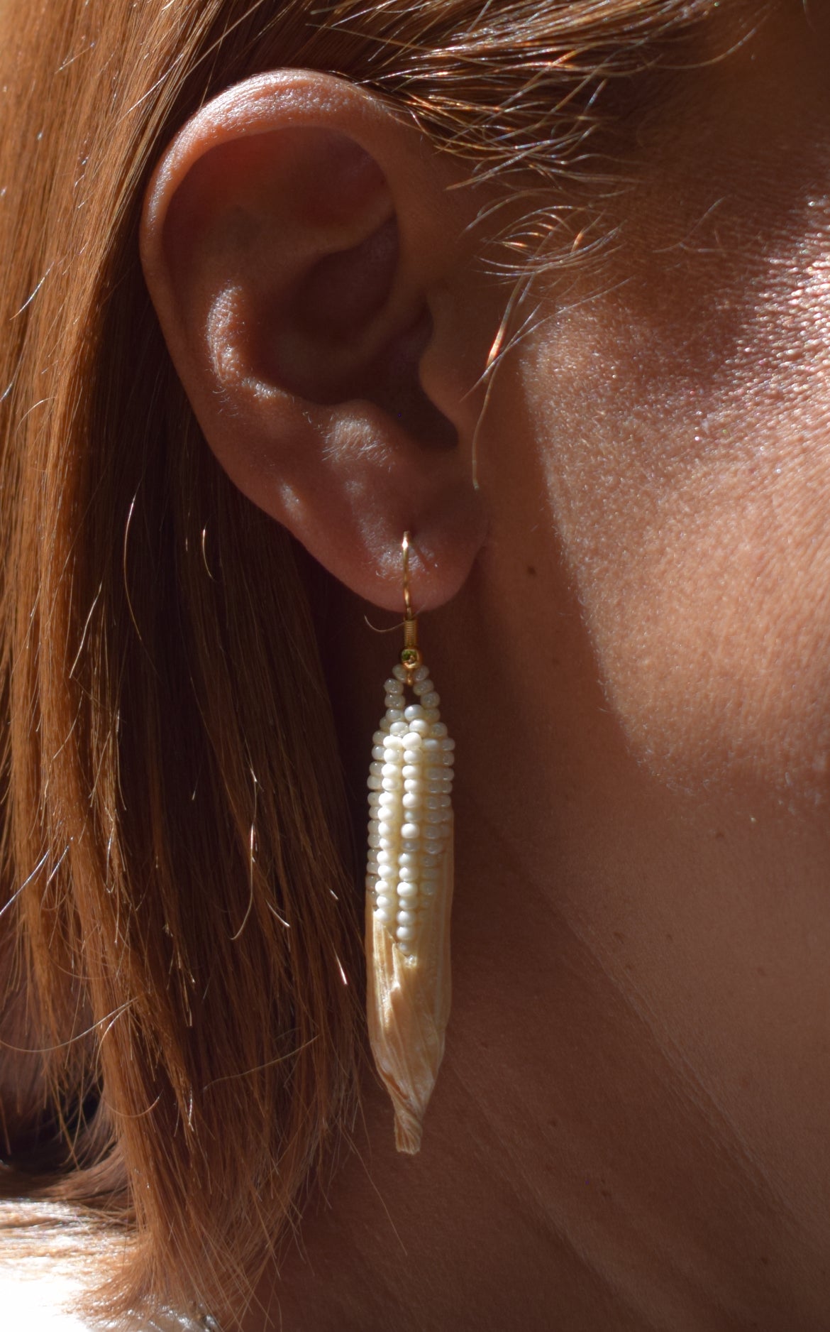 White Corn Husk ✻ Misak Beaded Earrings