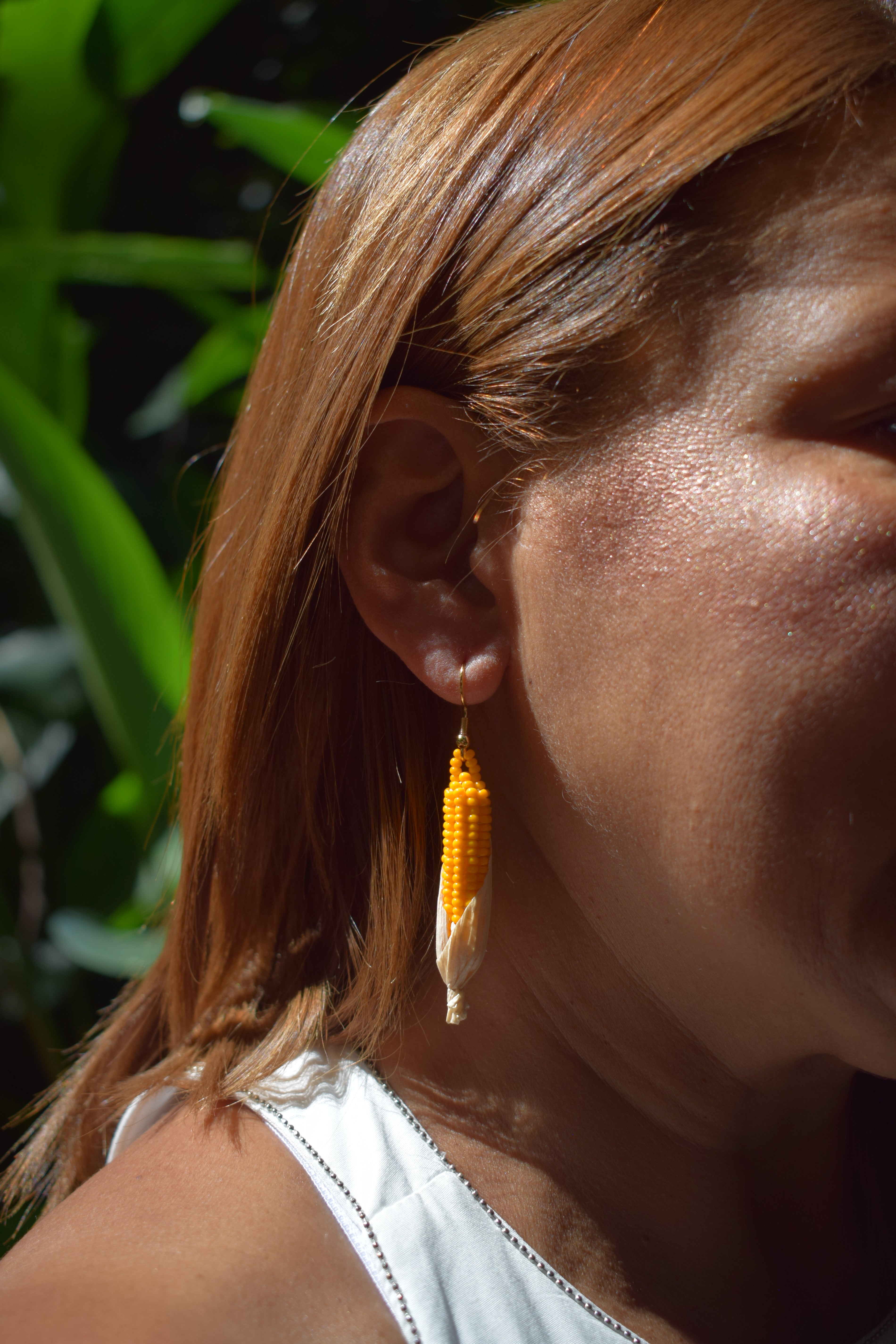 Mustard Yellow Corn Husk ✻ Misak Beaded Earrings