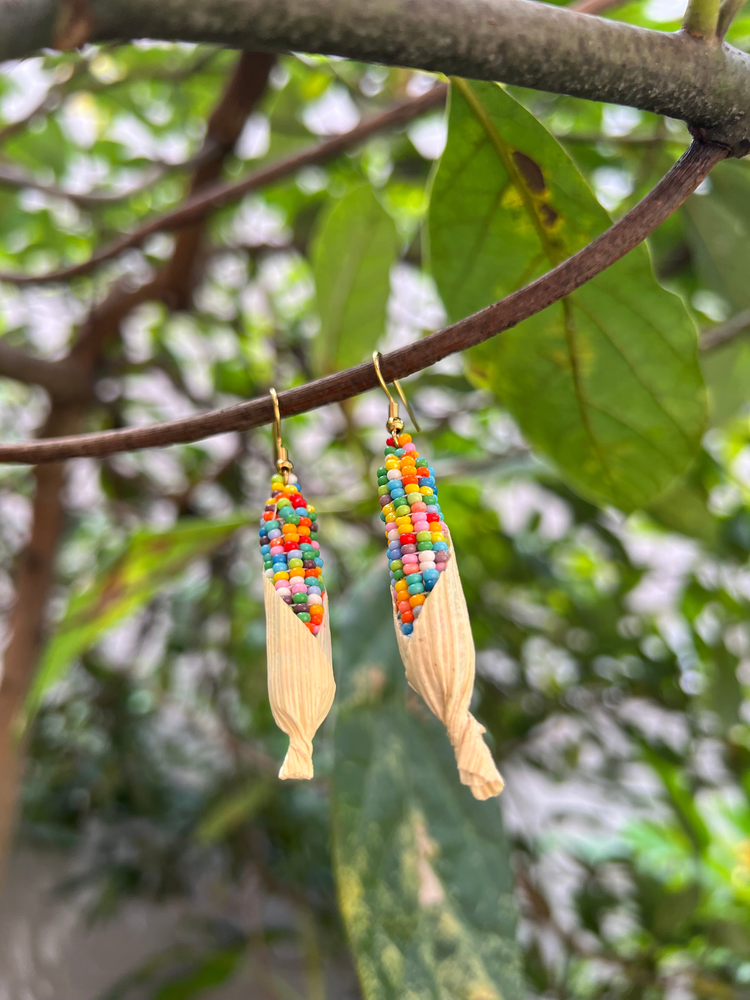 Multicolored Corn Husk ✻ Misak Beaded Earrings