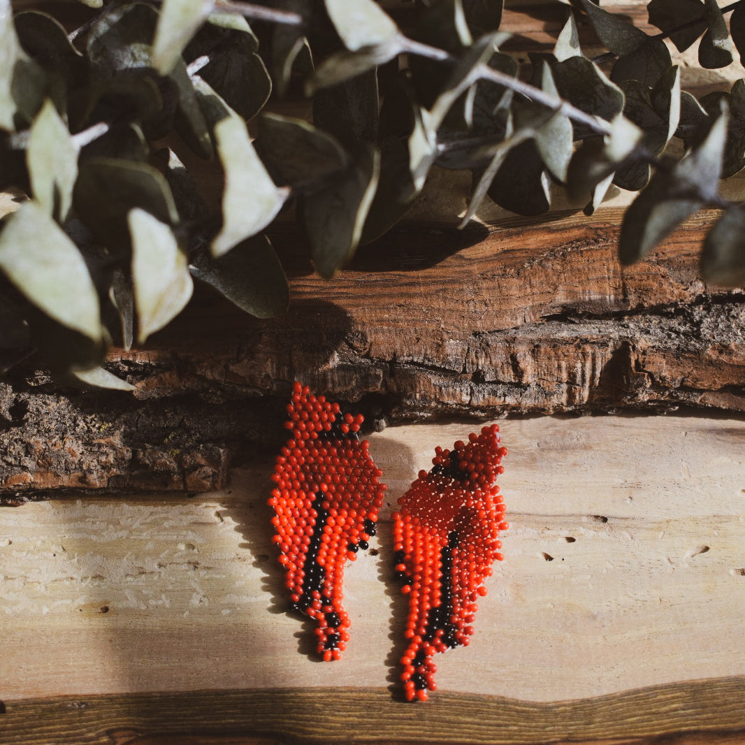 Red Cardinal  ✻ Embera Beaded Earrings