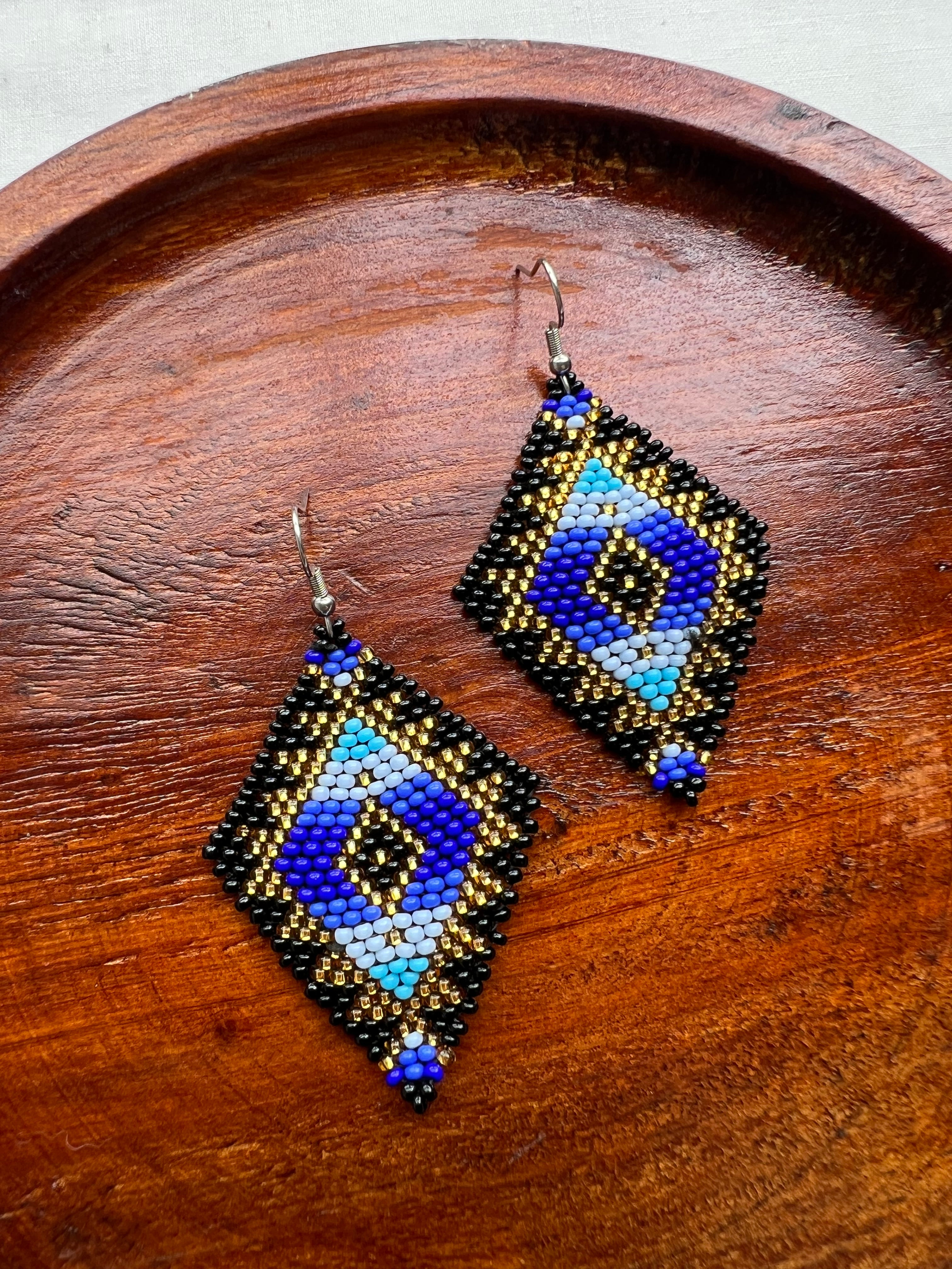 Diamantes (Black & Blue) ✻ Misak Beaded Earrings