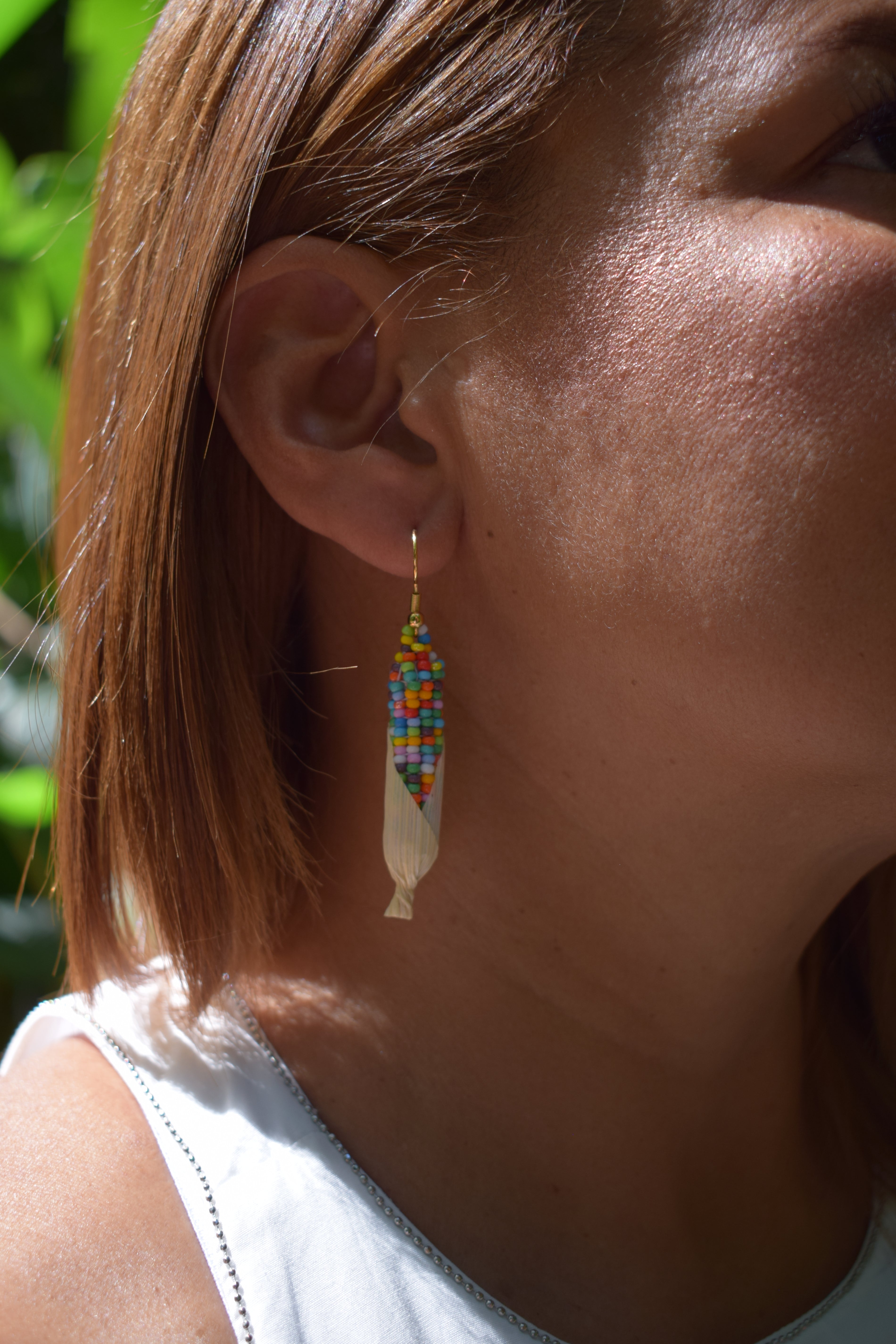 Multicolored Corn Husk ✻ Misak Beaded Earrings