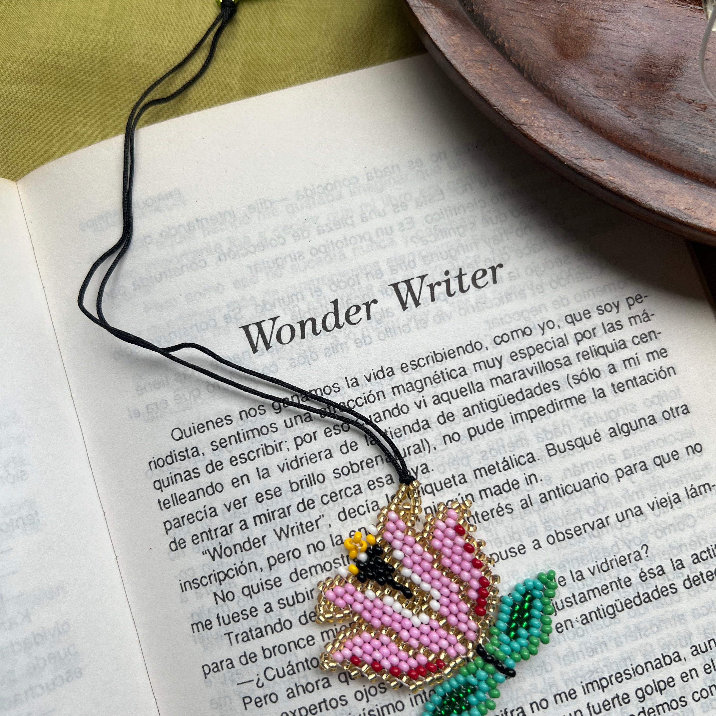Pink Flower Bookmark ✻ Hand Beaded by Embera Artisans