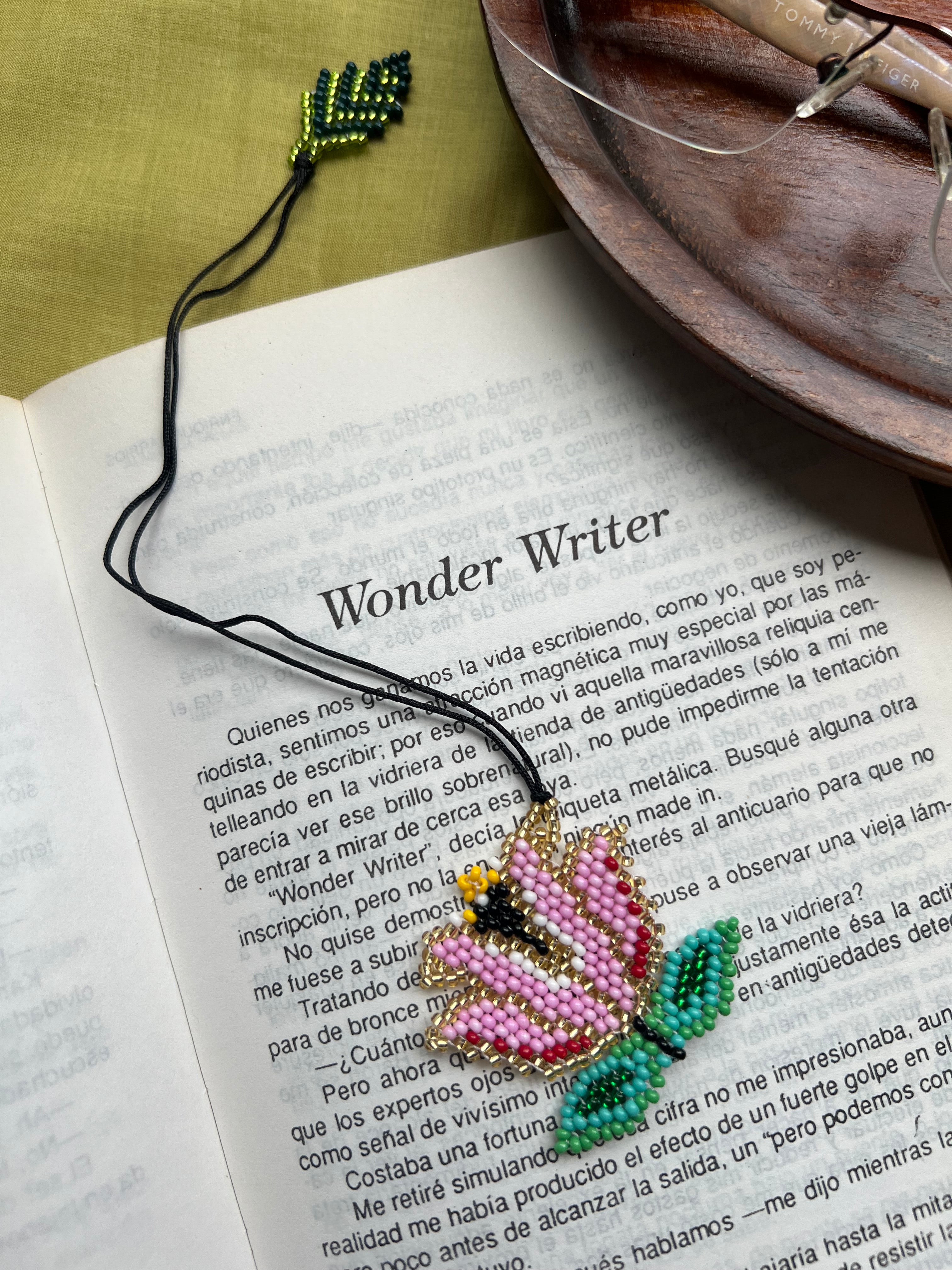 Pink Flower Bookmark ✻ Hand Beaded by Embera Artisans