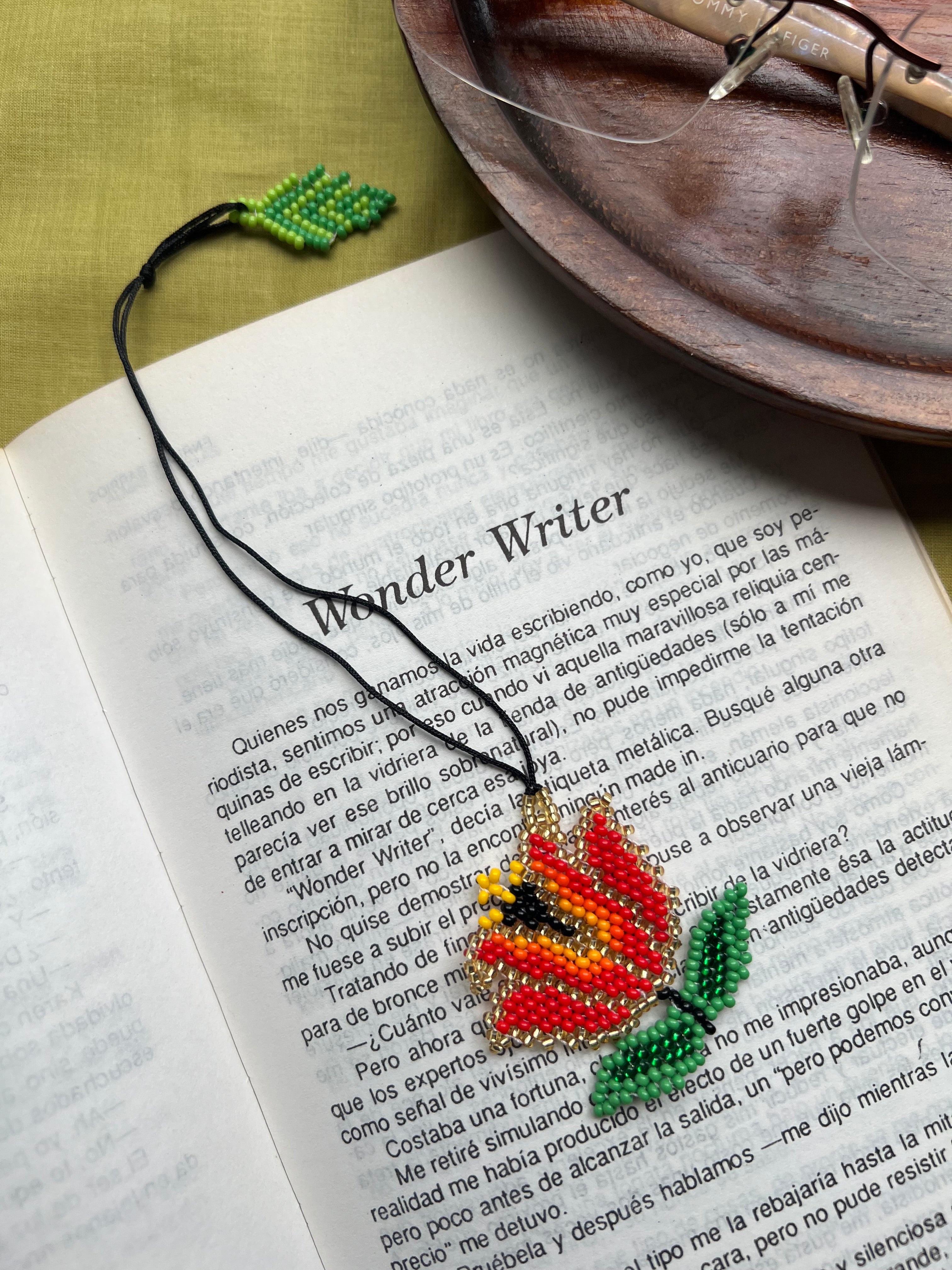 Orange Flower Bookmark ✻ Hand Beaded by Embera Artisans