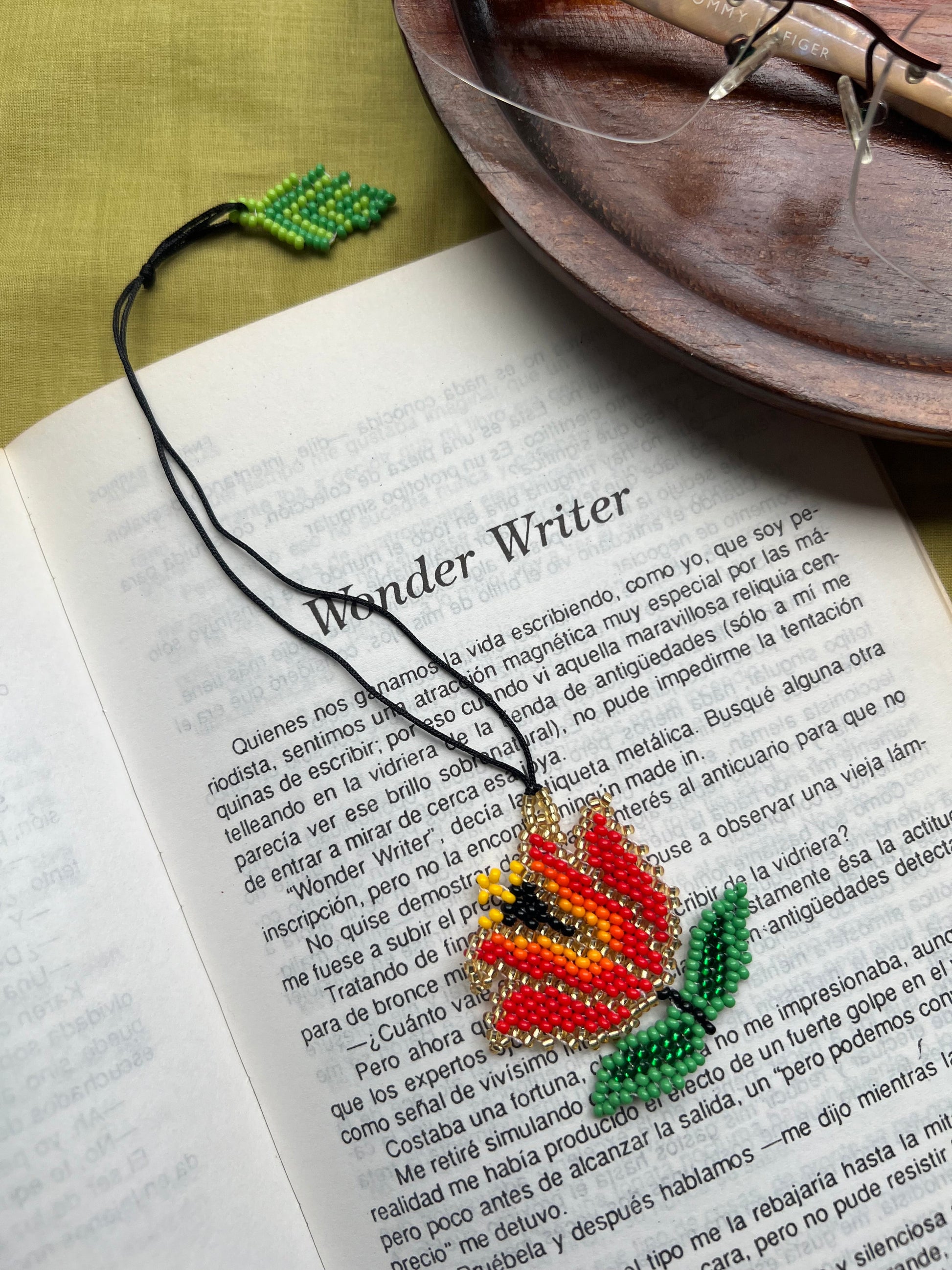 Orange Flower Bookmark ✻ Hand Beaded by Embera Artisans