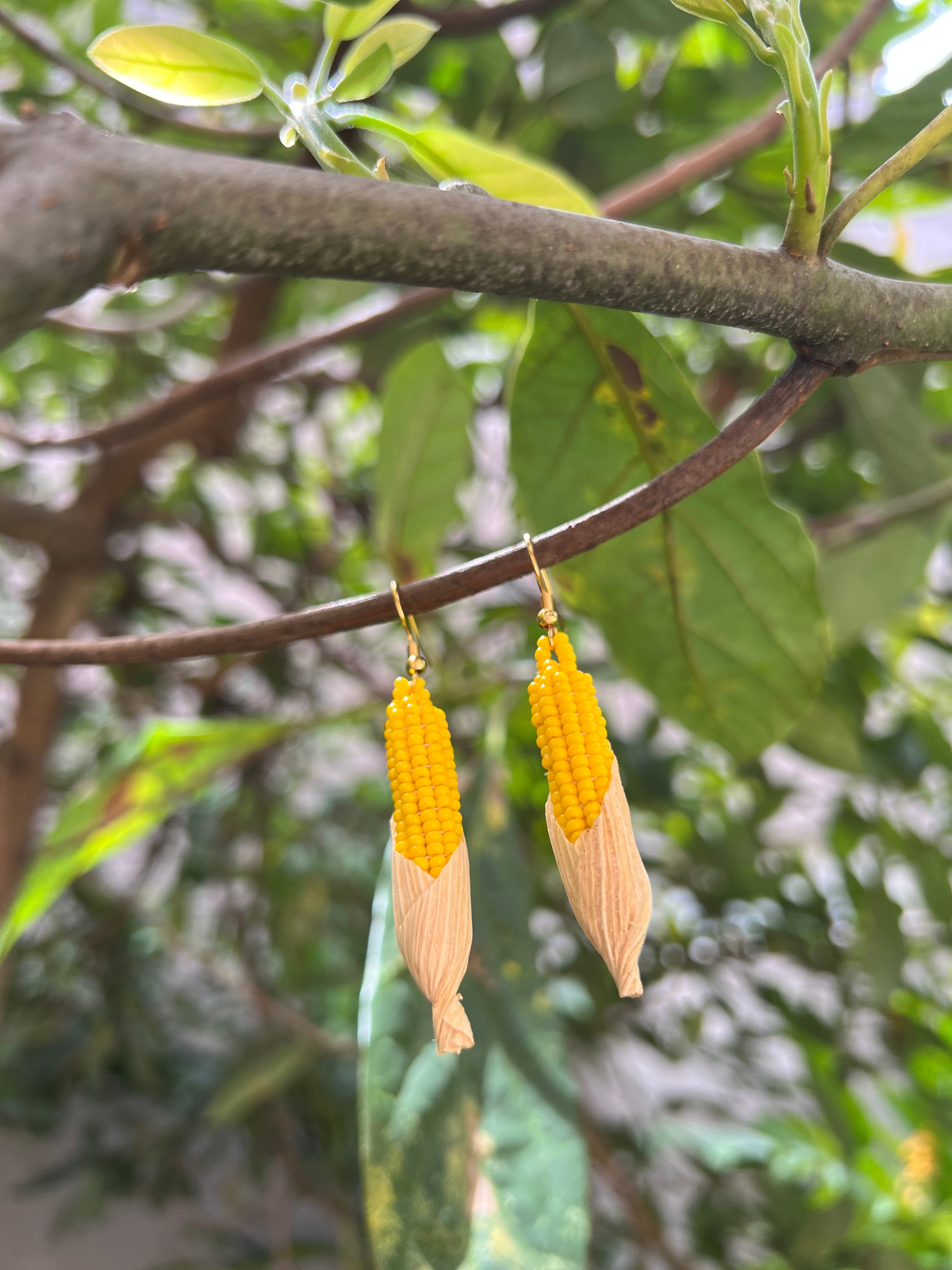 Yellow Corn Husk ✻ Misak Beaded Earrings