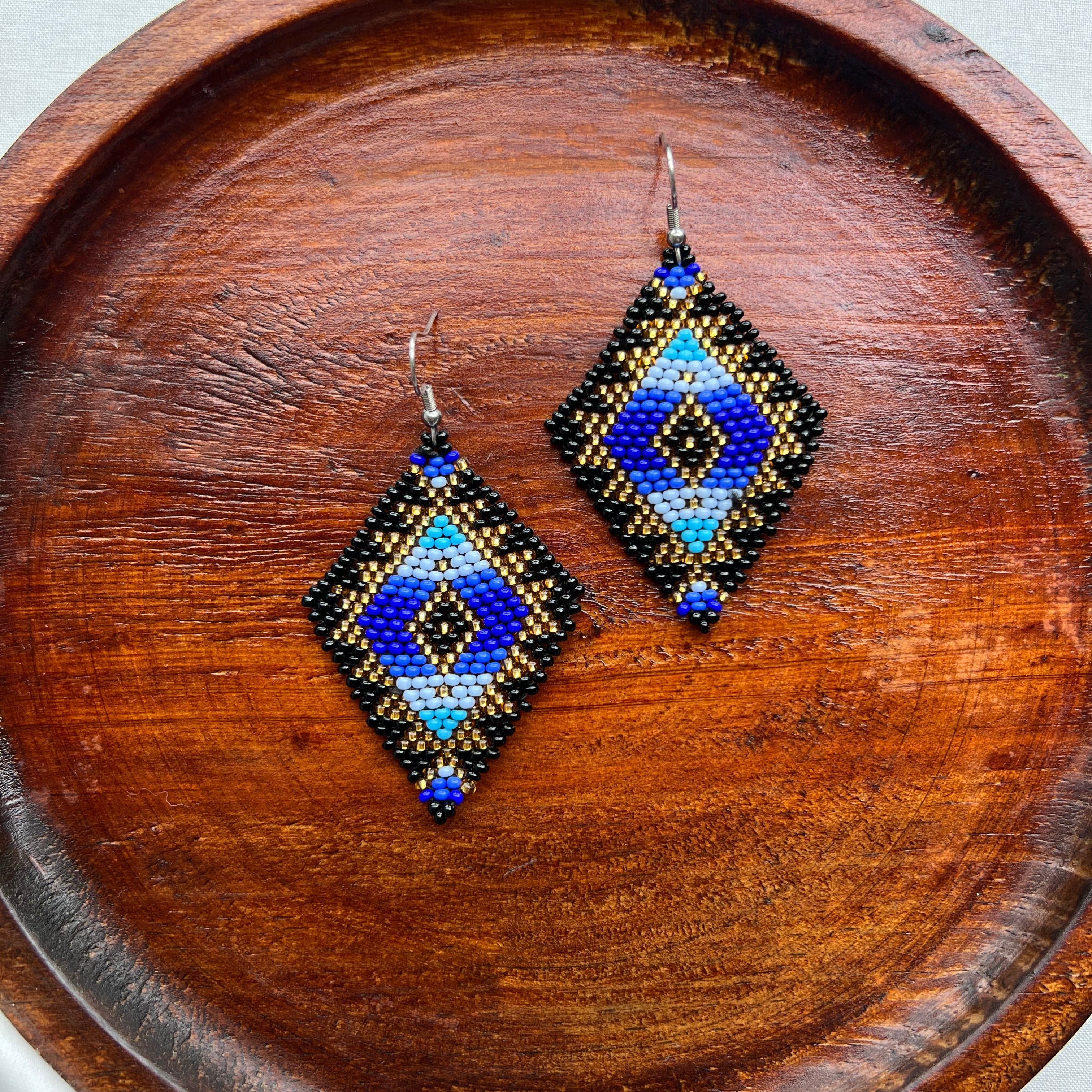 Diamantes (Black & Blue) ✻ Misak Beaded Earrings