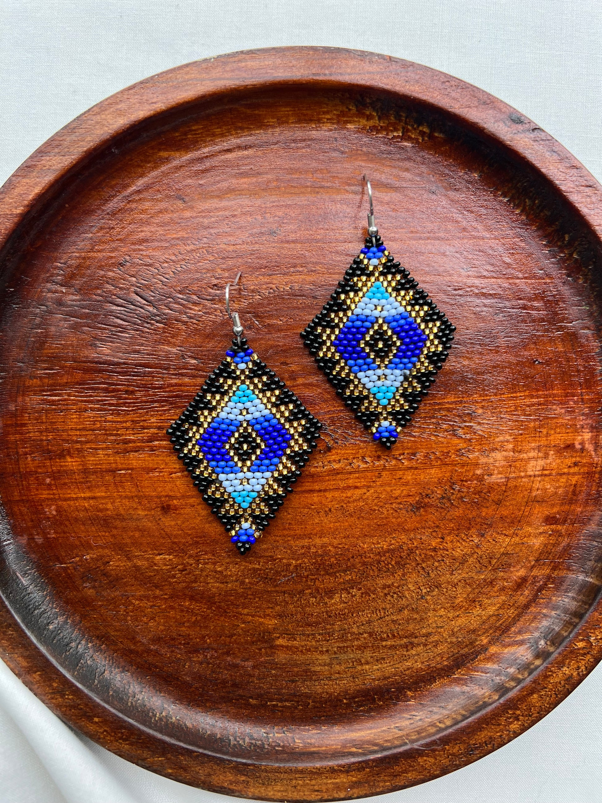 Diamantes (Black & Blue) ✻ Misak Beaded Earrings
